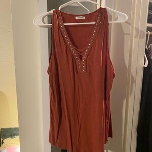 Maurices Copper Tank Top with Studded V-Neck